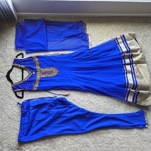 Blue & Gold Anarkali Set (Indian dress)